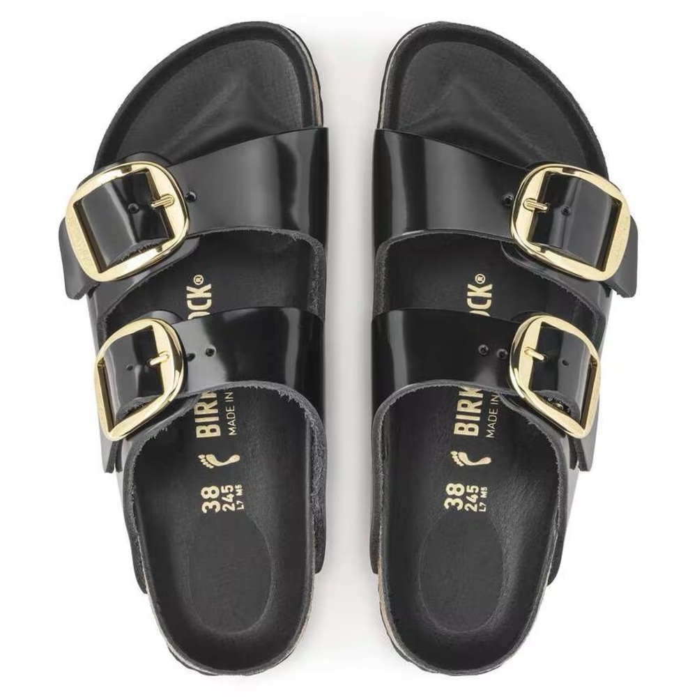 Birkenstock Arizona Big Buckle Natural Leather Patent - High Shine Black